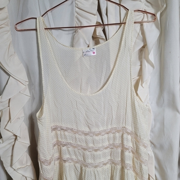 Intimately Free People Ivory Polka Dot Lace Voile Trapeze Casual Dress Small - Picture 5 of 10